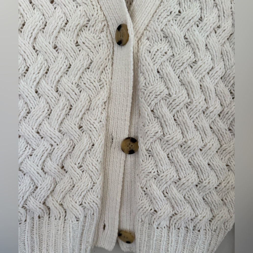 KENDAL + KYLIE Ivory/White Chunky Cardigan Sweater XS - Picture 3 of 5